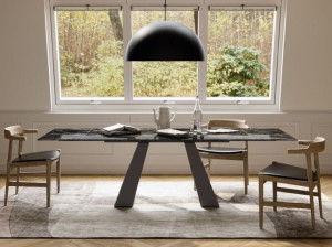 Выдвижной обеденный стол с керамогранитной столешницей