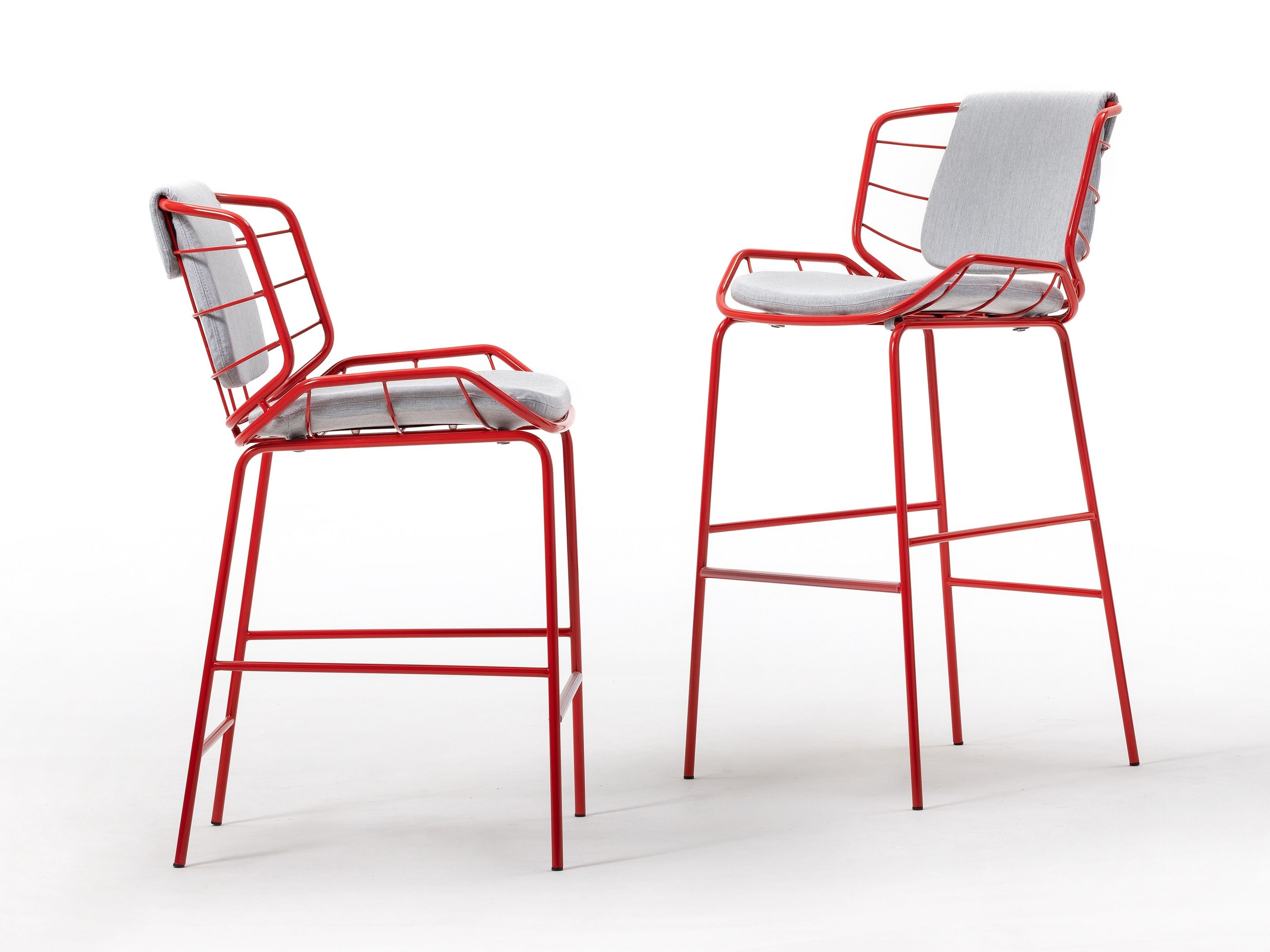 Металлический мягкий табурет с подставкой для ног со спинкой TrabA' Кожа ARCH-00045469 - Вид №3