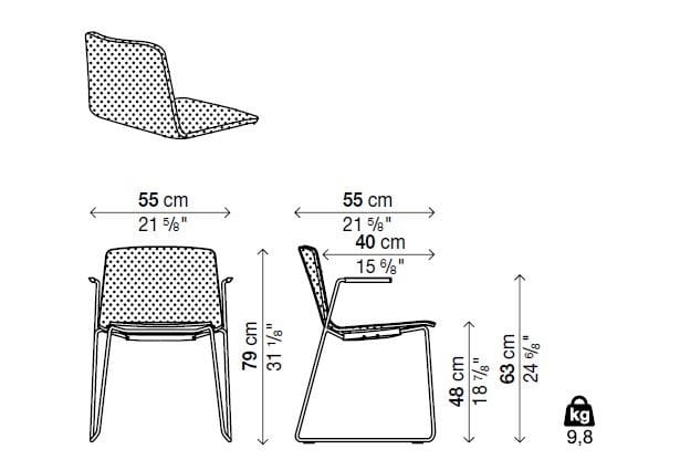 Тканевый стул с подлокотниками Kristalia рама ARCH-00049100 - Вид №1