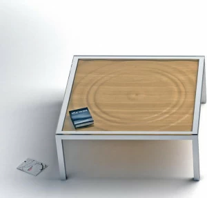 Altinox Низкий квадратный журнальный столик из стали и дерева Aqua