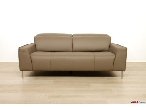 3-местный кожаный диван с подголовником