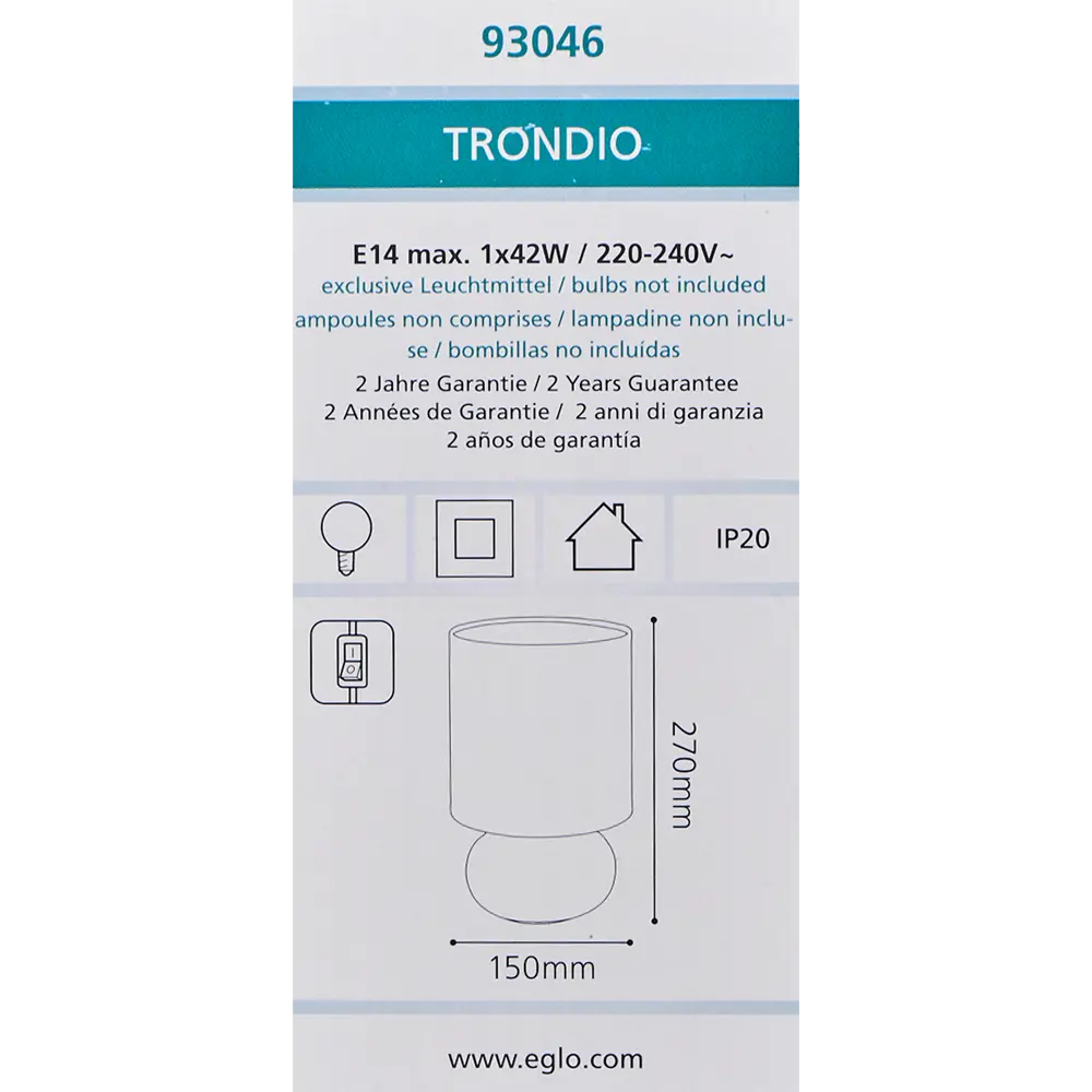 Настольная лампа Eglo Trondio, цвет белый STLM-2192277 - Вид №8