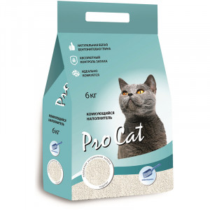 ПР0024726 Наполнитель для кошачьего туалета Regular комкующийся экстра белой глины 6кг Pro Cat