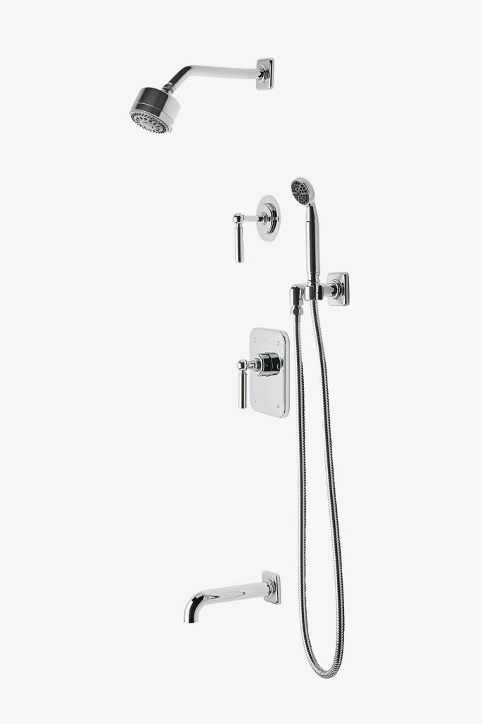 LDSP24 Душевой комплект Ludlow с балансировкой давления с душевой лейкой 3 1/4 дюйма, ручным душем, изливом ванны и рукояткой с отводным рычагом Waterworks 