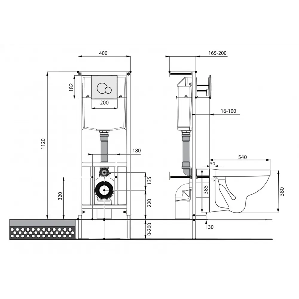 Комплект инсталляция и унитаз Santeri Polo клавиша цвет белый STLM-2019391 - Вид №4