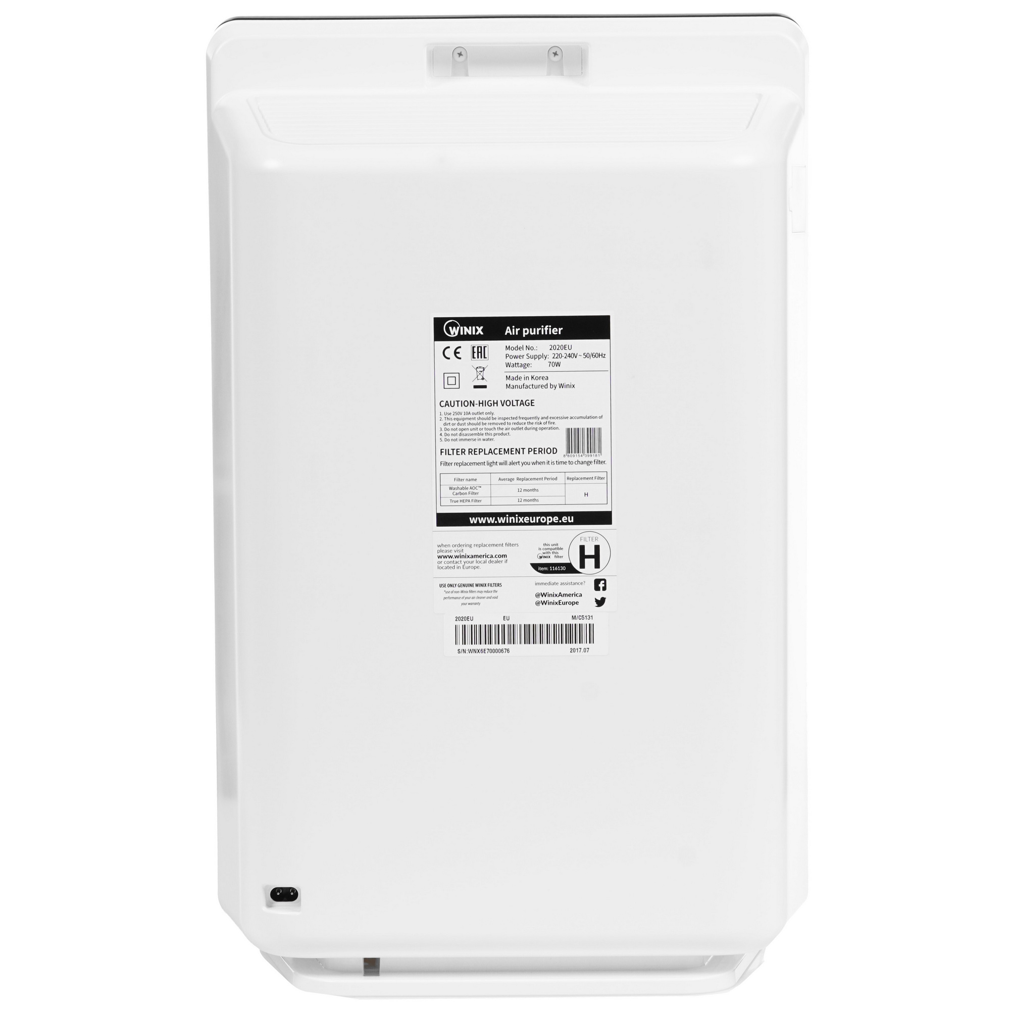 1383485 Очиститель воздуха Winix 2020EU белый STDN-0084330 - Вид №4