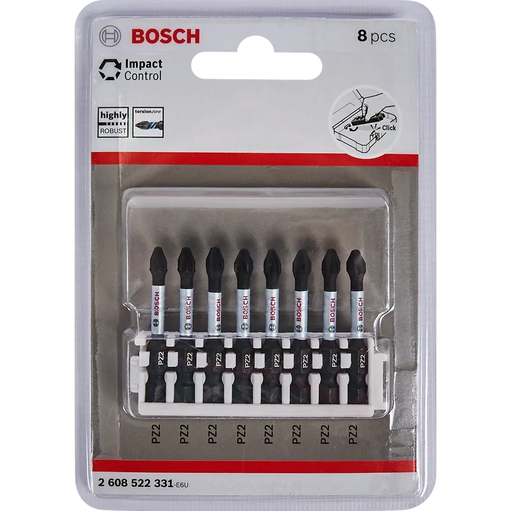 Биты ударная Bosch Impact Control 2608522331 PZ2x50 мм, 8 шт BOSCH PROFESSIONAL STLM-2024256 - Вид №2