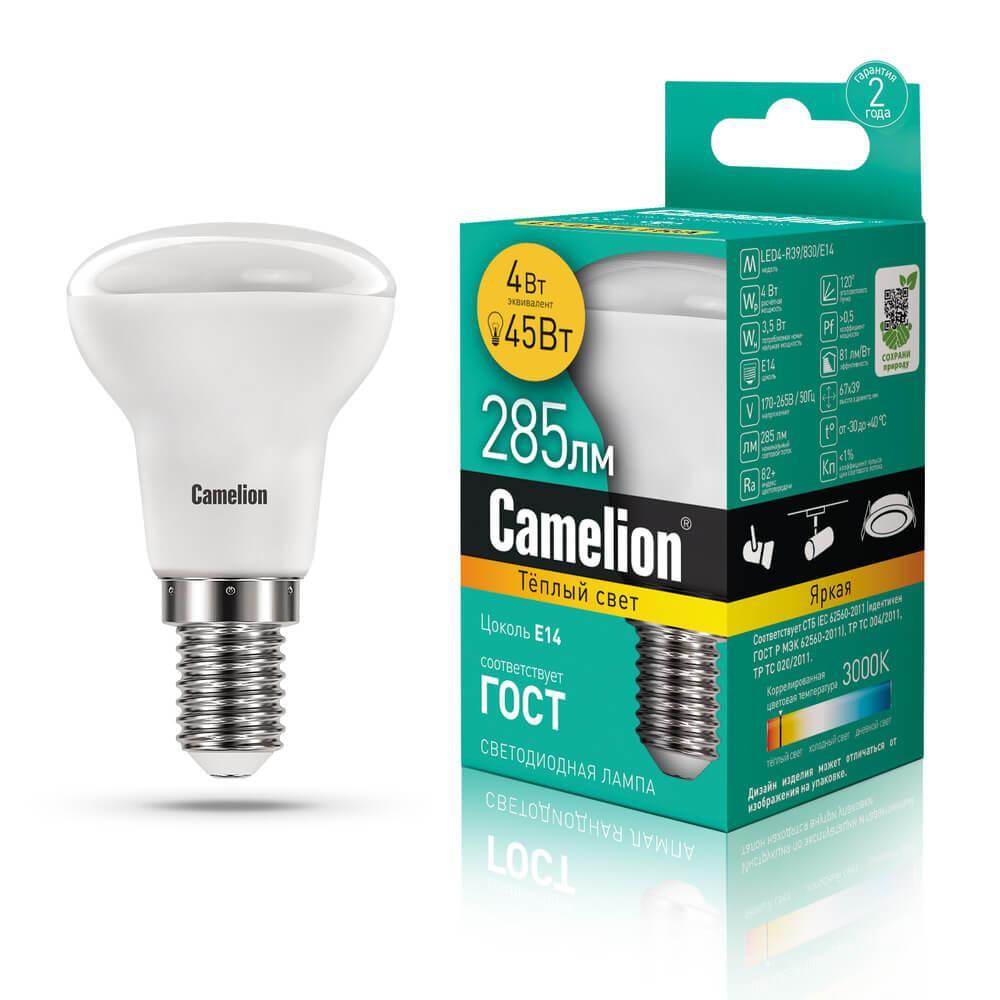 LED4-R39/830/E14 Лампа светодиодная 3000К 4W E14 13353 Camelion