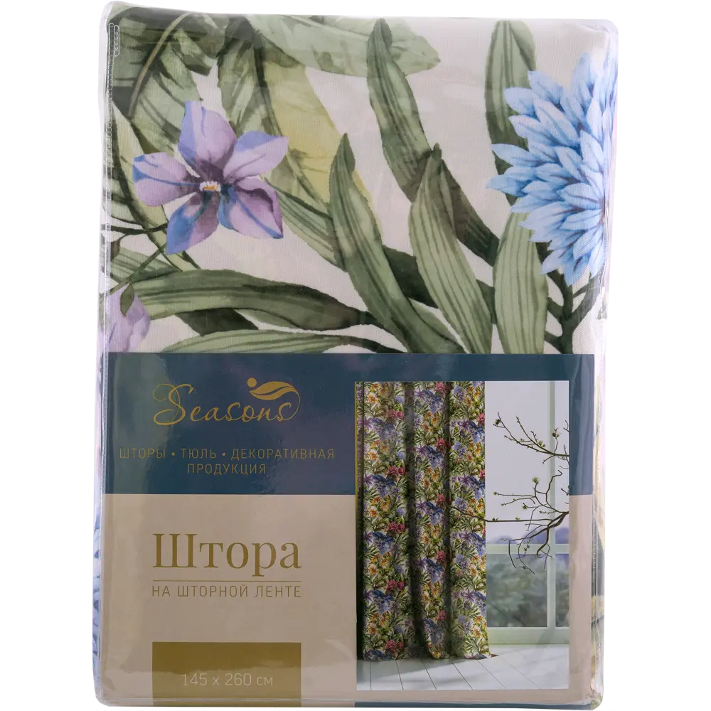 Штора на ленте «Сиреневые цветы» 140х260 см полиэстер цвет сиреневый SEASONS STLM-2107600 - Вид №6