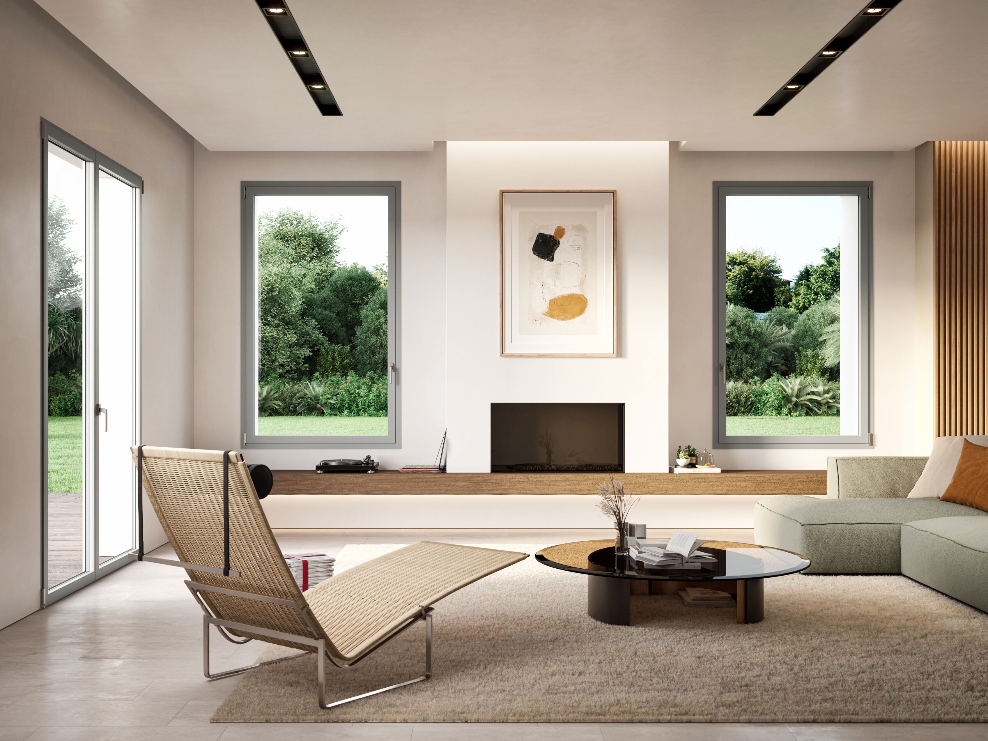 Алюминиевое створчатое окно WnD ECOFUTURAL HIDDEN ARCH-00020874