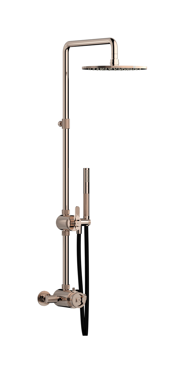 Душевая колонна с термостатом в комплекте с душевым гарнитуром. WE ARE IB b1800rs Rose Gold Indoor Shower