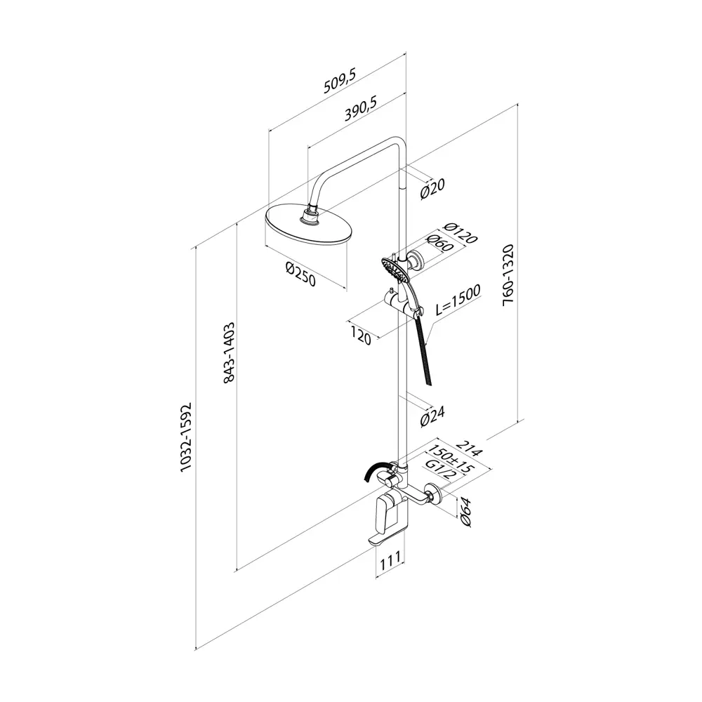 Душевая система Iddis Token со смесителем 3 режима цвет хром STLM-2166856 - Вид №8
