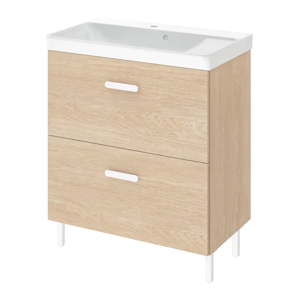 Тумба под раковину Sensea Easy напольная 70 см с двумя ящиками цвет дуб STLM-2050744