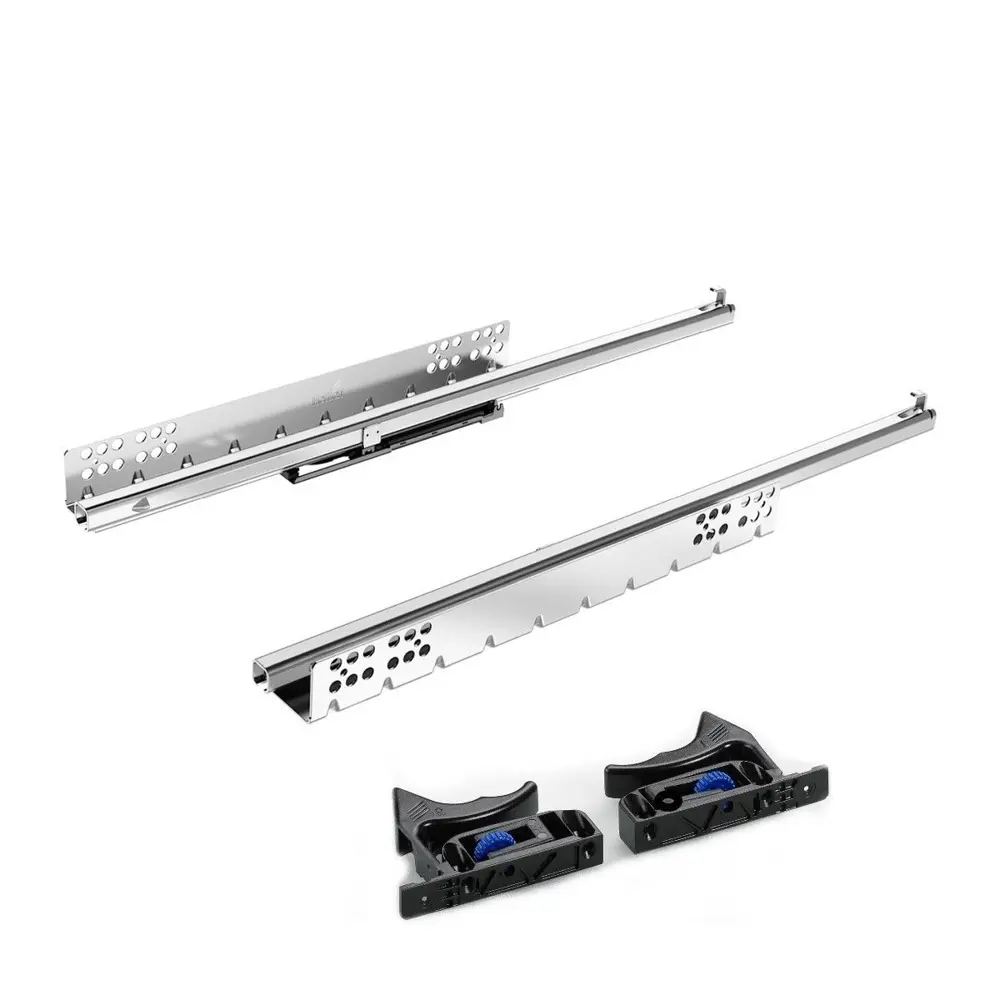 Комплект направляющих Hettich Quadro 25 SFP для деревянных ящиков с толкателем Push to open частичное выдвижение 500 мм