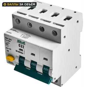 Дифференциальный автомат Dekraft АВДТ 3P N C32 А 30 мА 6 кА C16215DEK