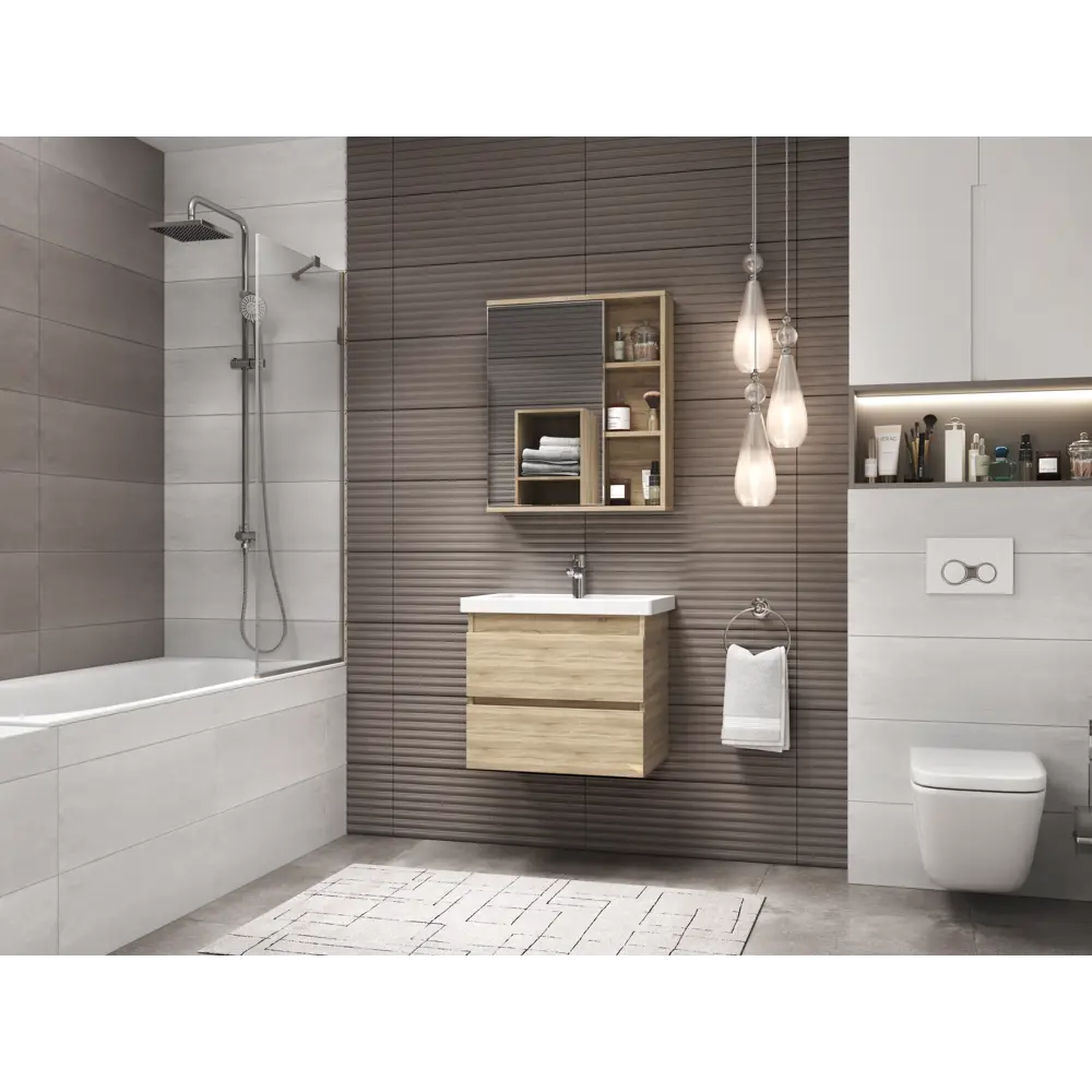 VIGO Подвесная тумба Matteo для ванной с двумя ящиками, дуб сонома 70 см 89050546 STLM-0986529 - Вид №10