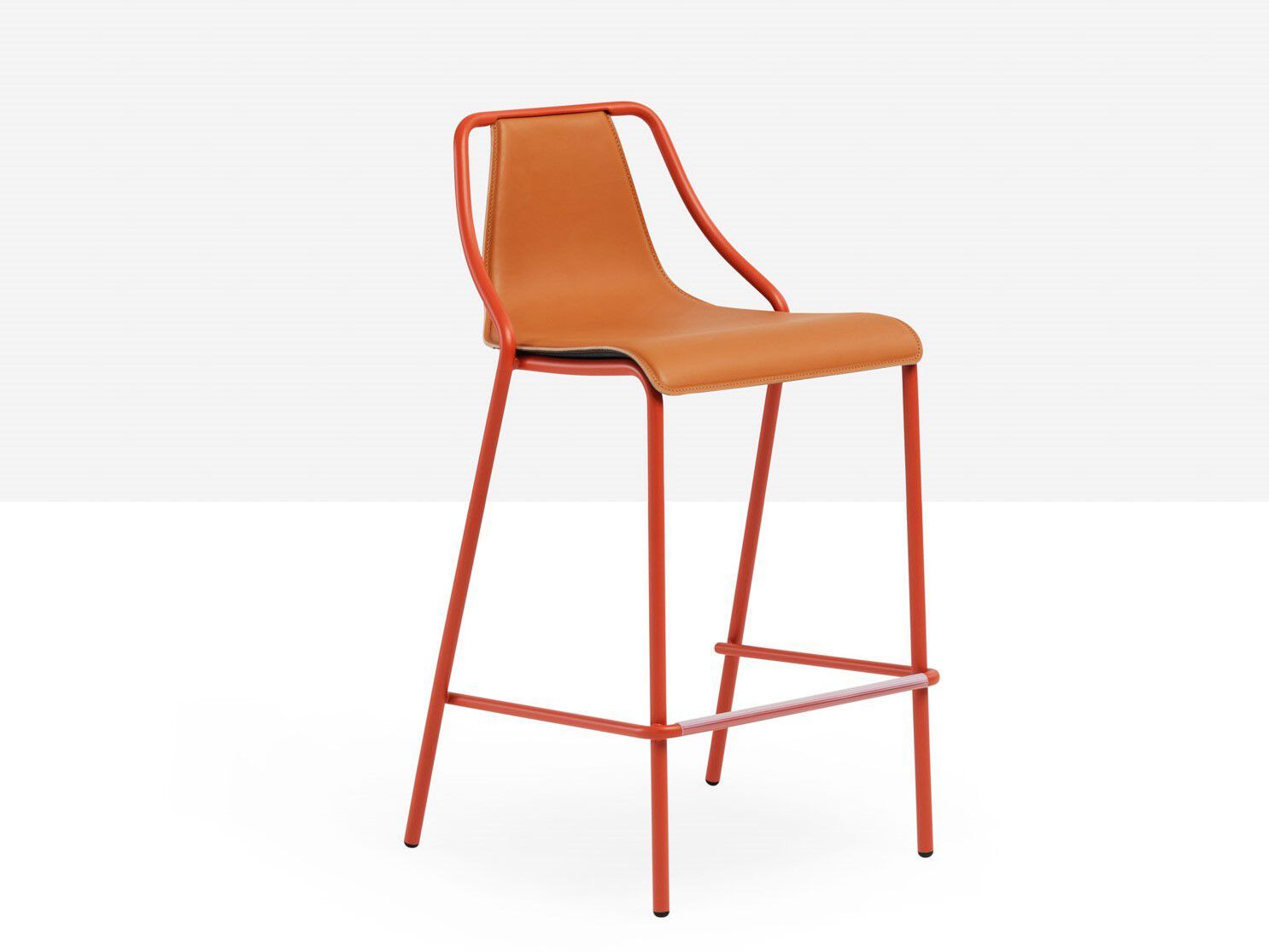 Металлический стул с кожаным сиденьем Midj ARCH-00080469