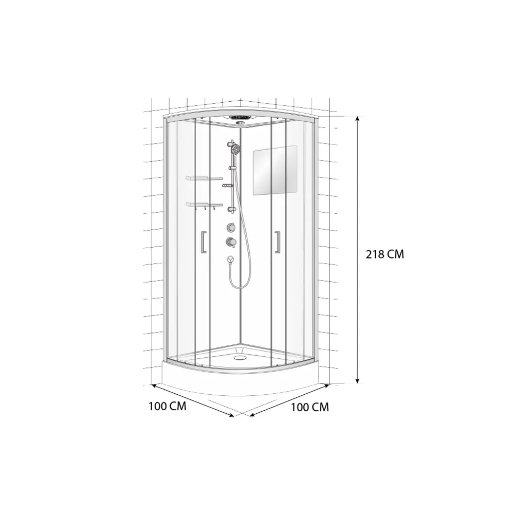 Душевая кабина Ливен 1/4 низкий поддон 100x100 см Santreyd STLM-2160751 - Вид №12