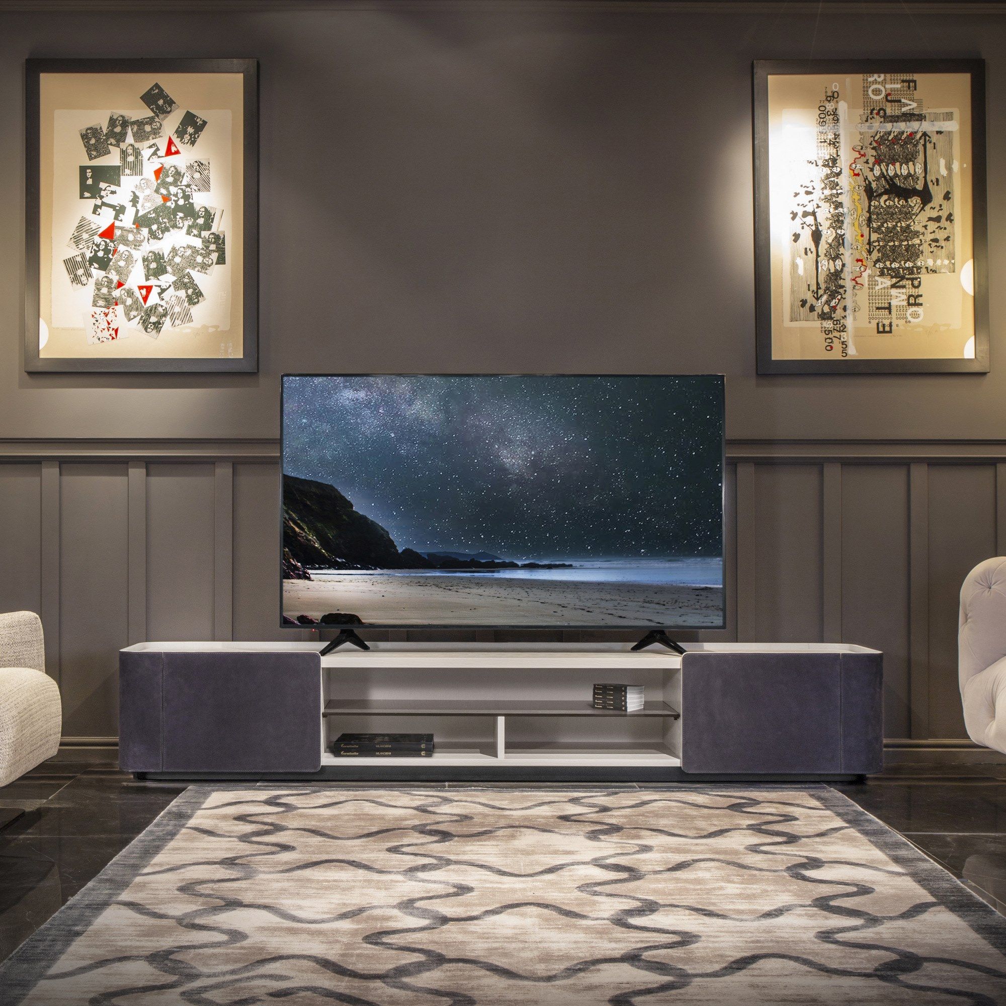 Кожаный шкаф для телевизора с распашными дверцами Formitalia Downtown ARCH-00047048 - Вид №6