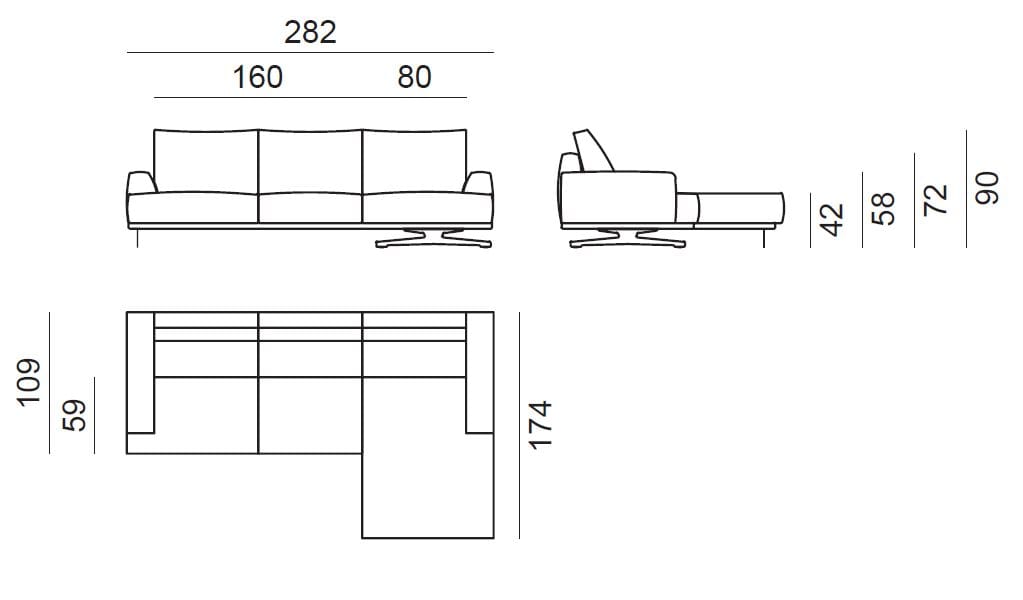 3-местный тканевый диван с полуостровом Lebom Анна ARCH-00010552 - Вид №6