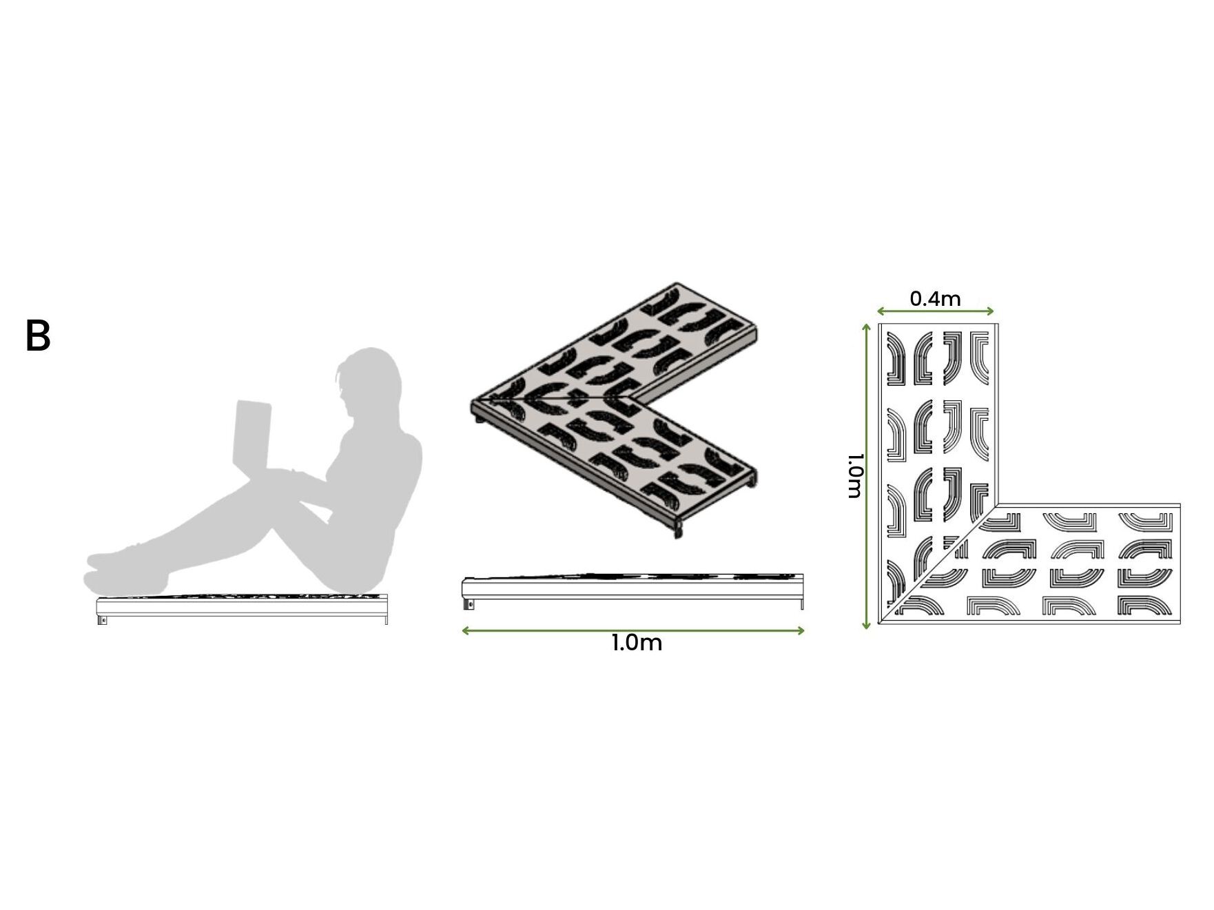 Модульная стальная скамья с порошковым покрытием со спинкой Urbencéa SEDI ARCH-00141344 - Вид №7