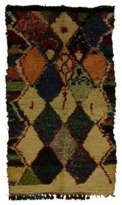 AFOLKI Прямоугольный шерстяной коврик с длинным ворсом и геометрическими мотивами Boucherouite Taa1039be