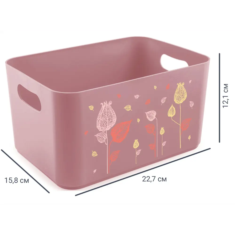Корзина Flowers Pattern 22.7x15.7x12.1 см 2.4 л полипропилен цвет светлая вишня 83346990 STLM-2067018 Santreyd 