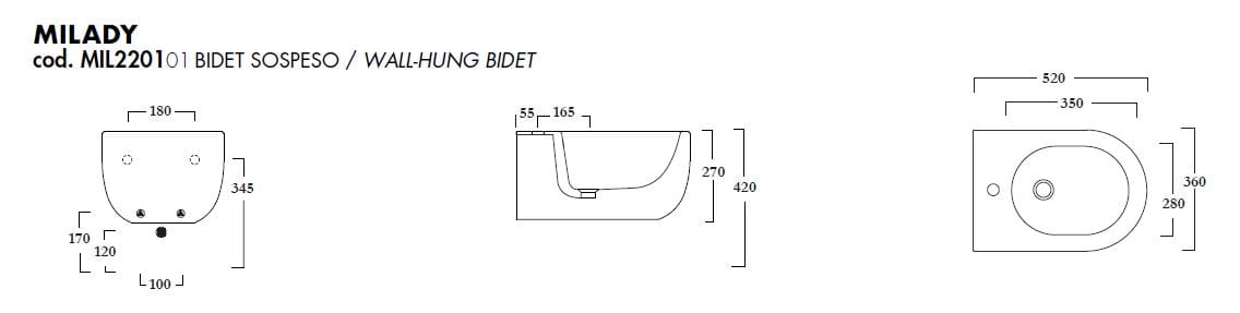 Подвесное биде в витрине Olympia Ceramica Milady ARCH-00100099 - Вид №5