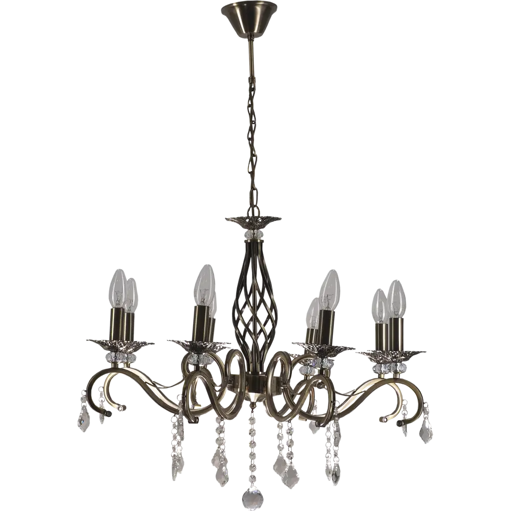 Люстра хрустальная подвесная Виктория 8xE14x60 Вт, металл/стекло, цвет бронза WINK STLM-2096439