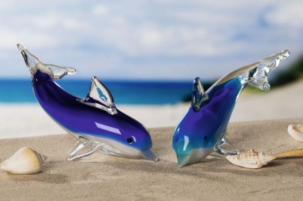 77292 Casablanca, стеклянная композиция "2 дельфина", цвет бело-голубой (продаются парой) Santreyd 