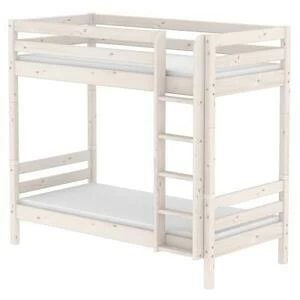 Кровать Flexa Classic высокая двухъярусная с прямой лестницей, белая, 190 см
