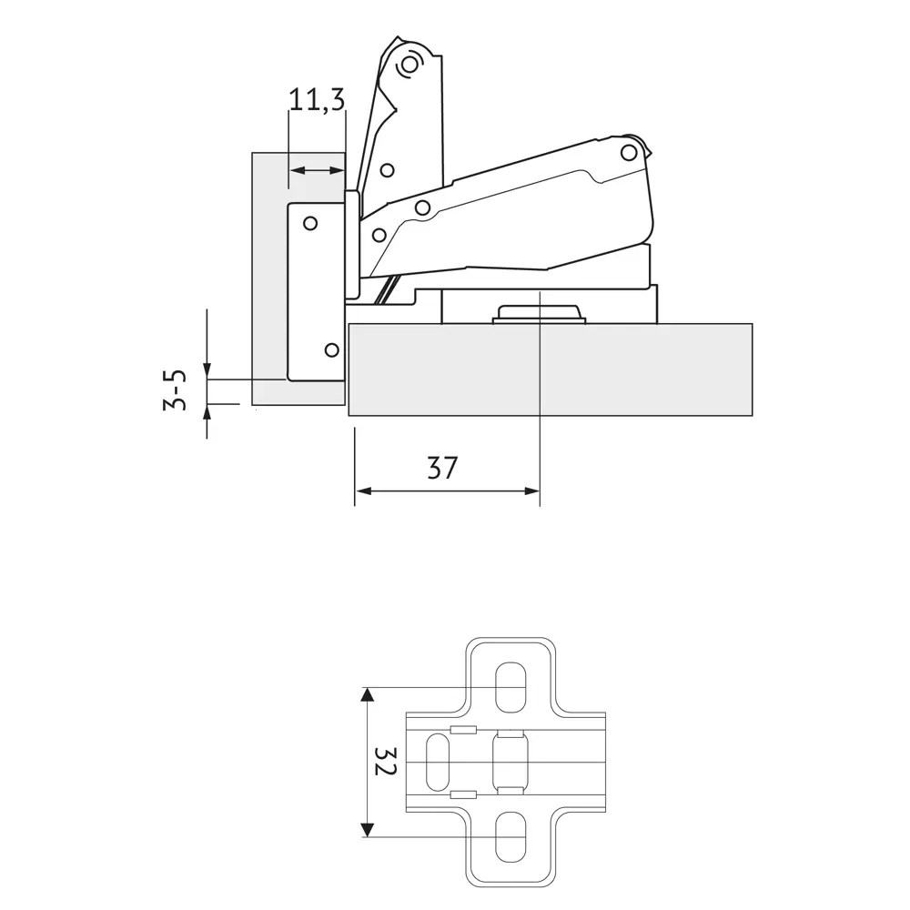 Петля мебельная угловая 1650 с доводчиком, Clip-on, 60 мм, сталь 82924159 STLM-2073335 Santreyd  - Вид №3