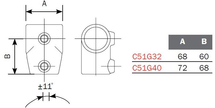 ArtSteel Т-образное соединение с коротким углом (от 0 ° до 11 °) Fastclamp C51g32, c51g40 Santreyd  - Вид №1