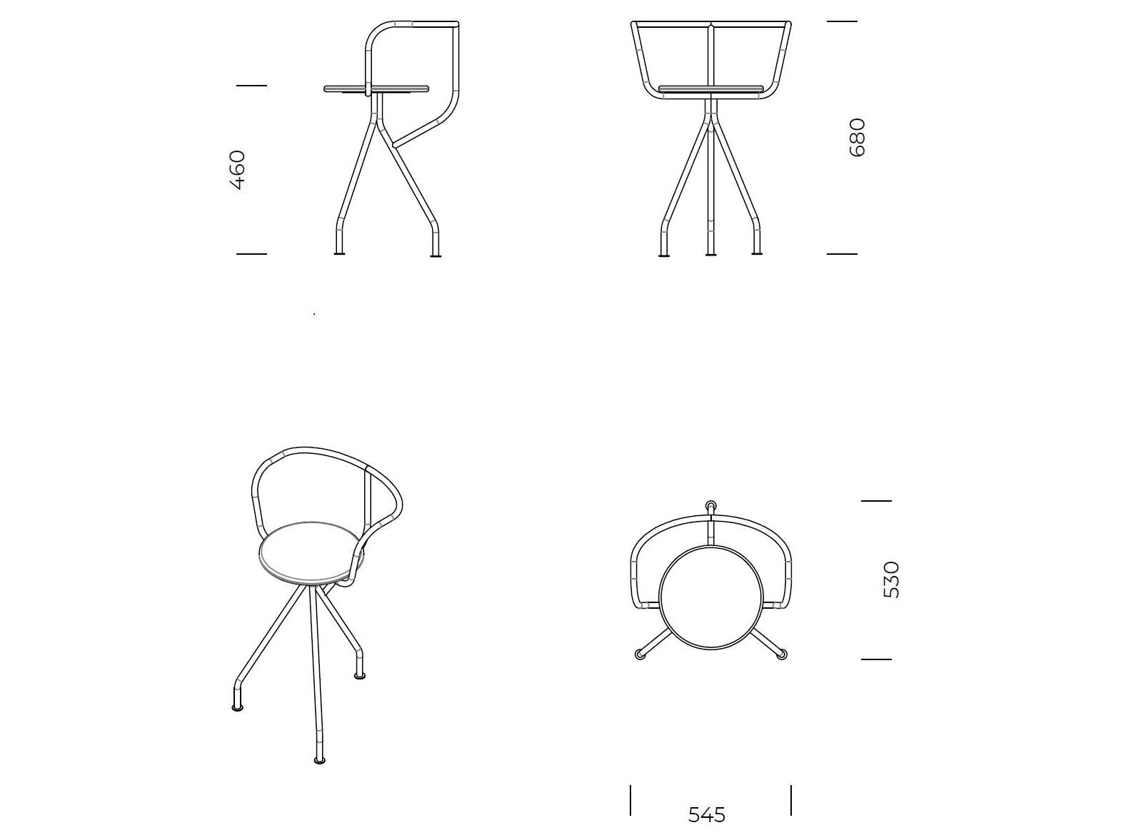 Стальной стул с порошковым покрытием с подлокотниками Nobonobo Kohti ARCH-00024470 - Вид №5