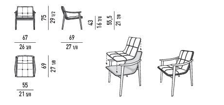 Кожаное кресло со встроенной подушкой из ткани Minotti Fynn ARCH-00059880 - Вид №2
