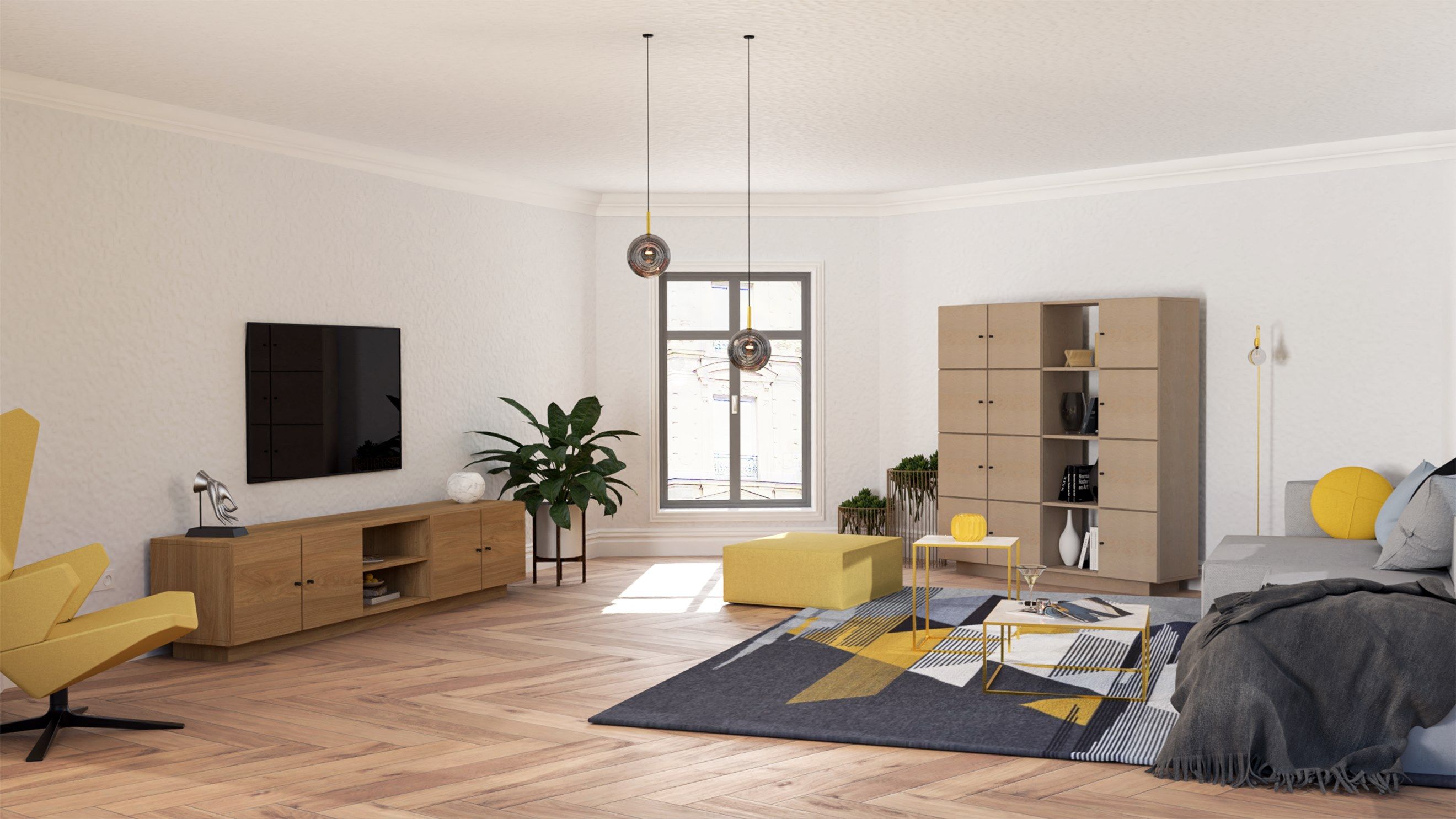 Низкий многослойный ТВ-шкаф с распашными дверцами Radis Квадратная ARCH-00037778 - Вид №4