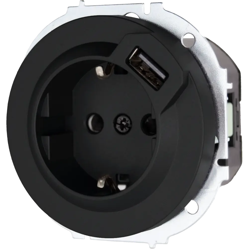 Розетка USB встраиваемая Osen с заземлением цвет черный LEZARD STLM-2093584 - Вид №1