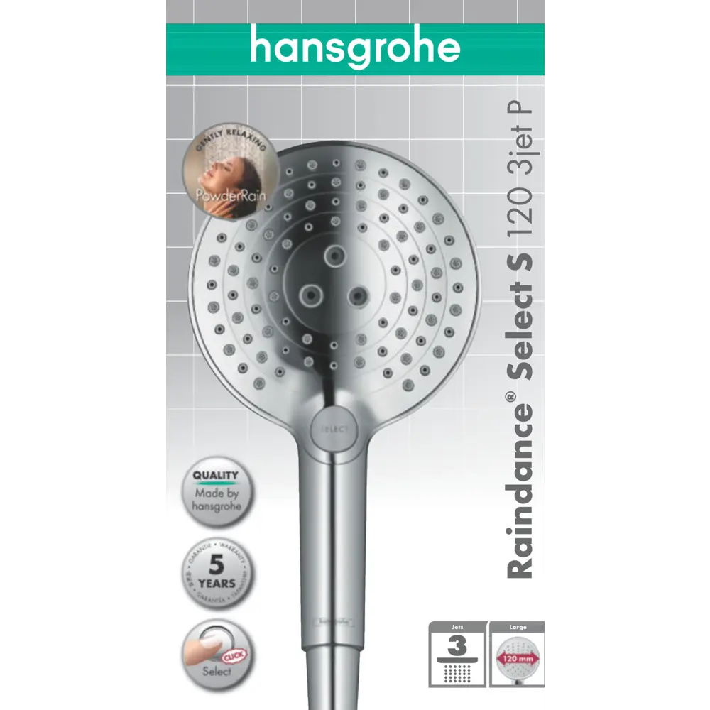 Лейка для душа Raindance PowderRain120 3 режима цвет хром Hansgrohe STLM-2191553 - Вид №13