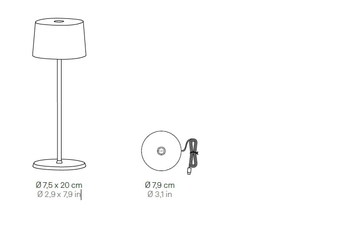 Алюминиевая светодиодная настольная лампа с батарейным питанием Zafferano Оливия ARCH-00101554 - Вид №11