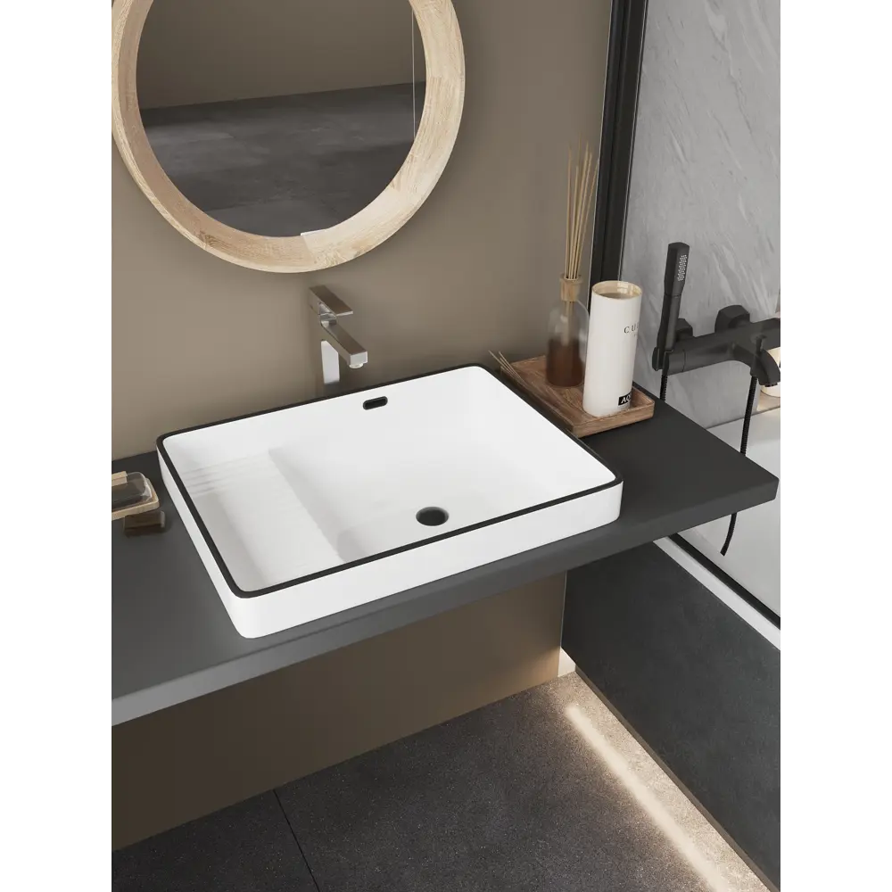 Раковина Slim White-Black накладная на столешницу 56.5x43 см 89316159 STLM-2001300 Santreyd - Вид №2