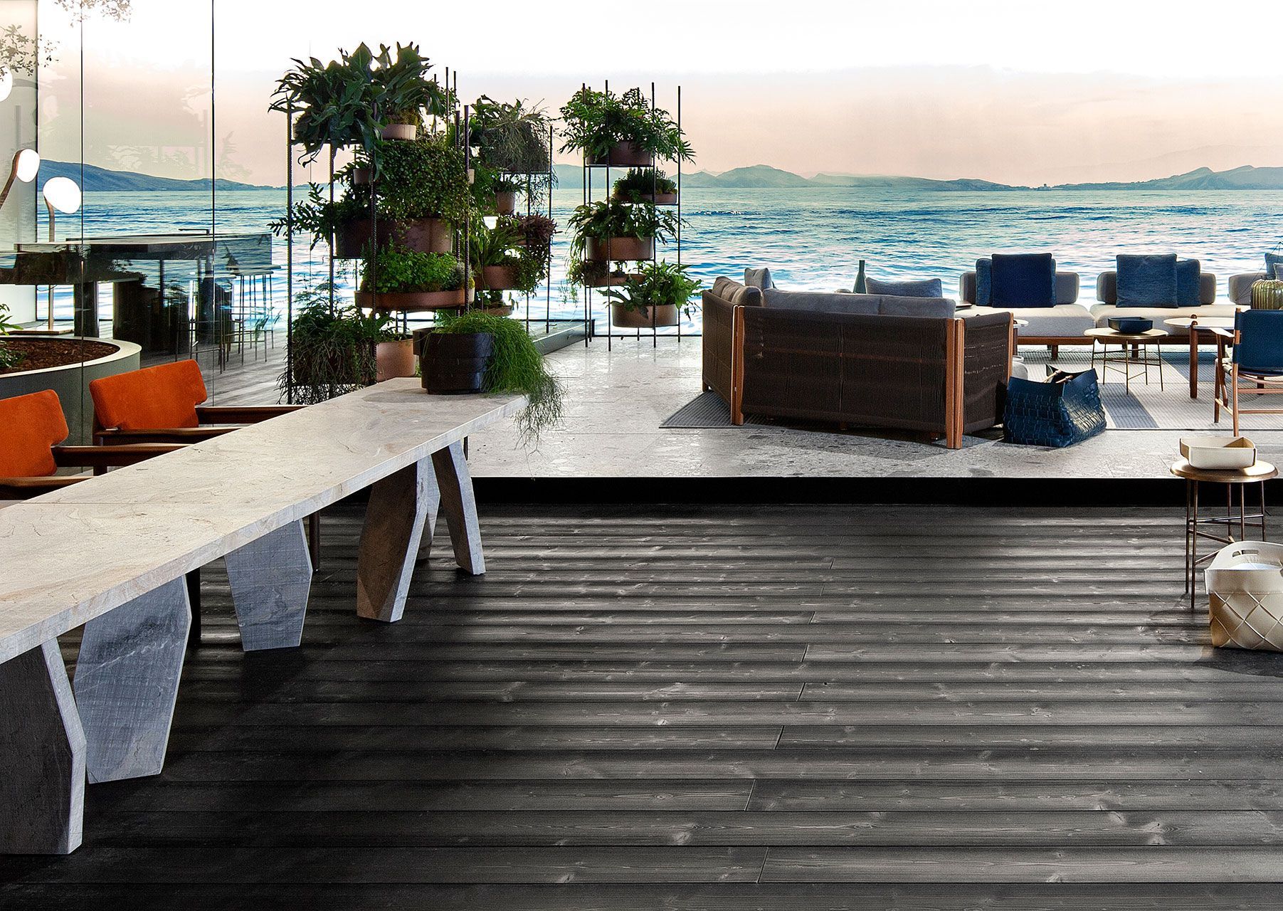 Мраморный прямоугольный садовый стол Exteta 10th ARCH-00007473 - Вид №1