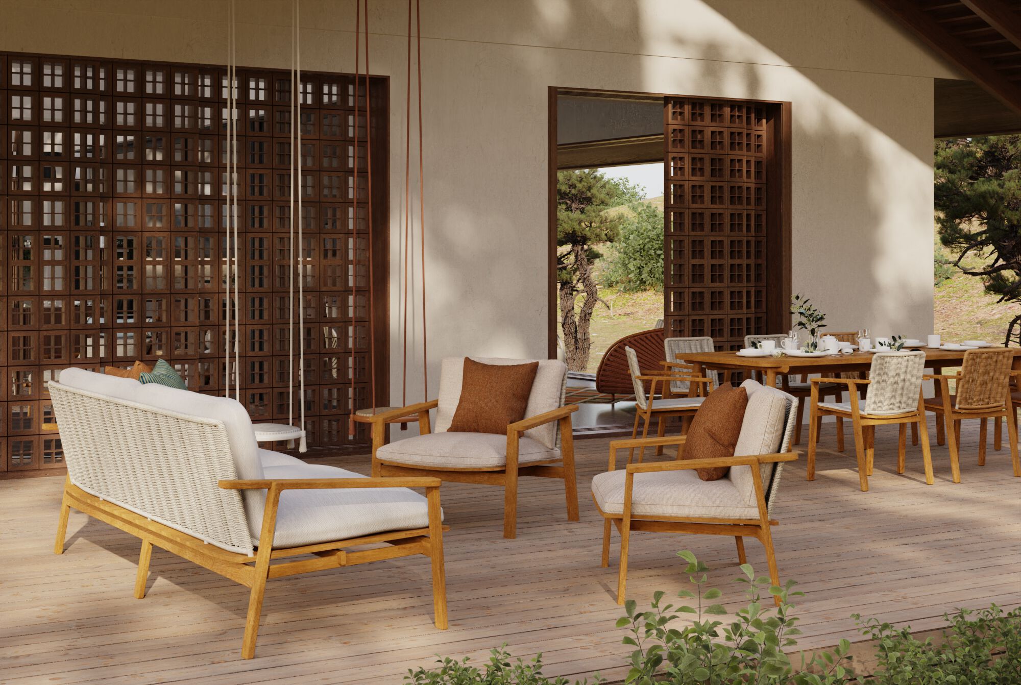 3-местный диван из ткани и тика YAAZ Denk ARCH-00059946 - Вид №6