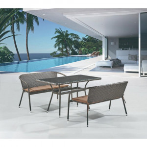 T286/S139B-W53 Brown Обеденный комплект плетеной мебели с диваном Afina