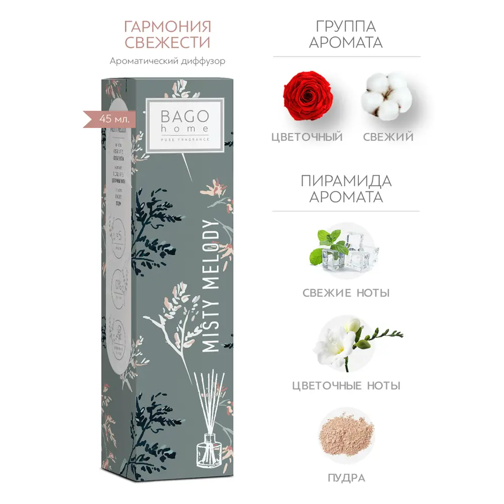 Ароматический диффузор Bago Home Гармония свежести 45 мл STLM-2040263 - Вид №1