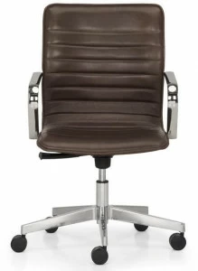 Quinti Sedute Регулируемое по высоте офисное кресло из кожи с 5 спицами и подлокотниками Ice