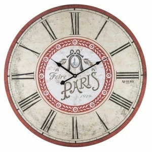 Часы настенные деревянные 60 см бежевые с красным Aviere AVIERE  00-3872828 Бежевый;красный