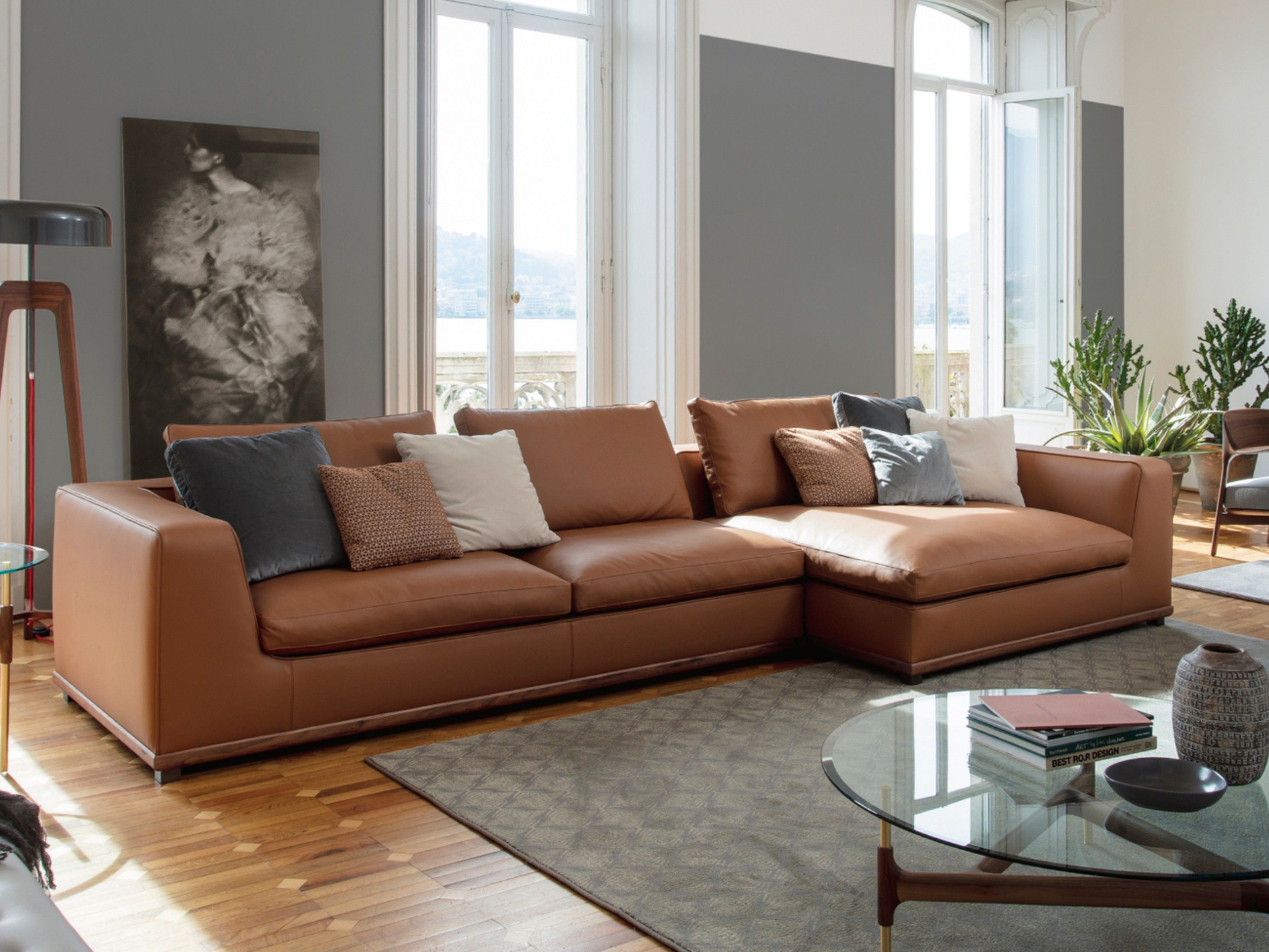 Кожаный диван с полуостровом Porada Soul ARCH-00090489 - Вид №1