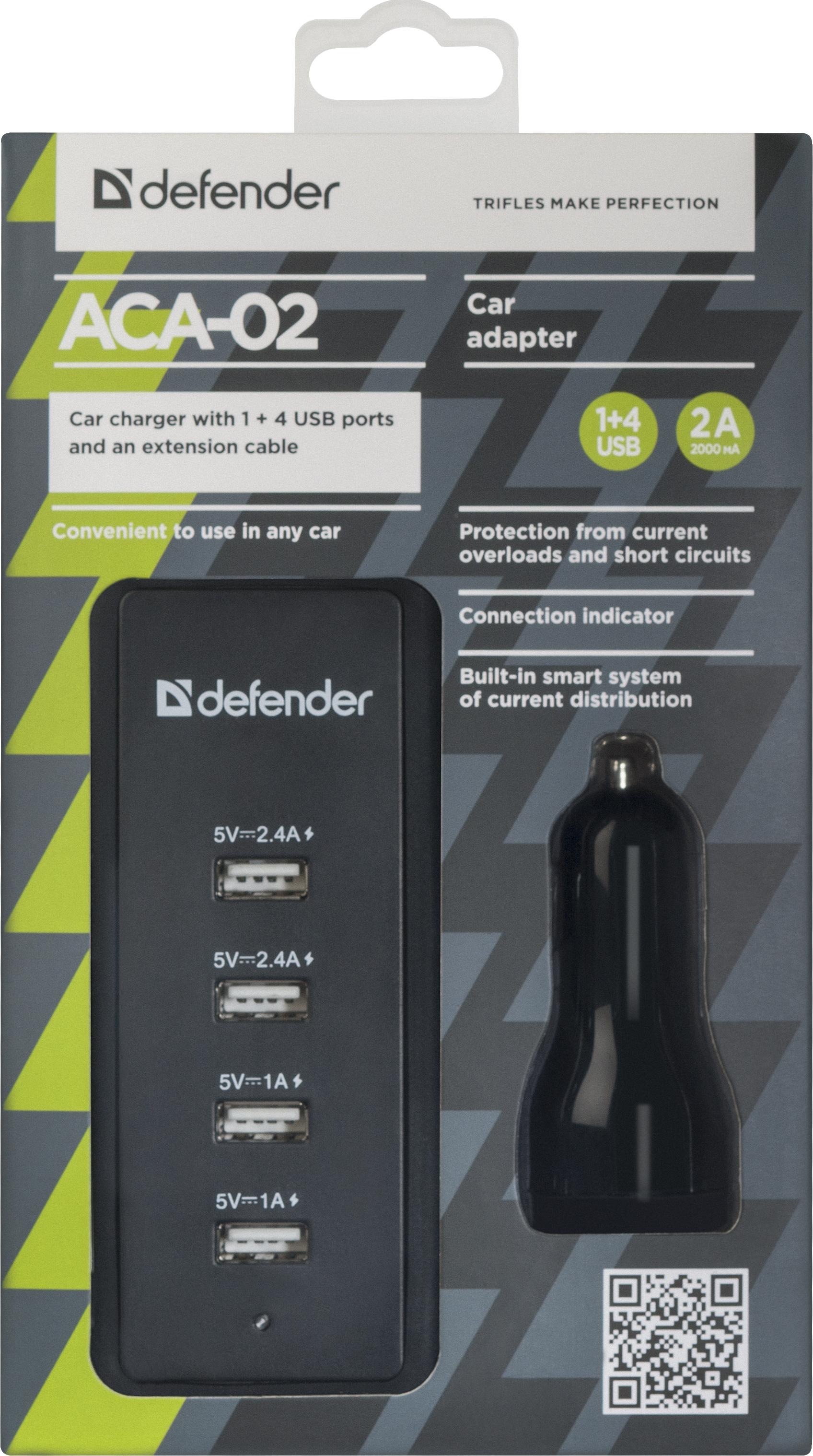 83568 автомобильный адаптер aca-02 5 портов usb, 5v / 9.2a Defender Santreyd  - Вид №4