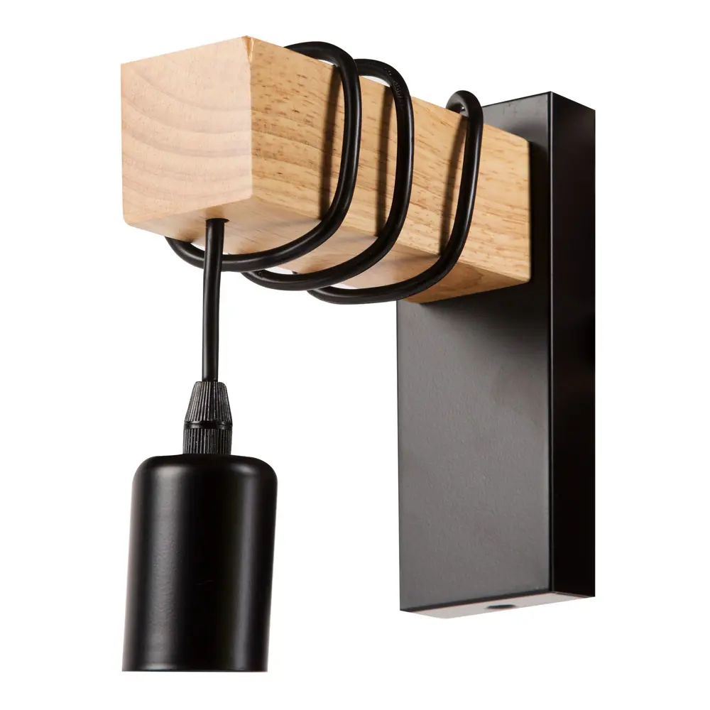 Настенный светильник Eglo Townshend 1xE27x60 Вт цвет чёрный/дерево STLM-2060039 - Вид №3