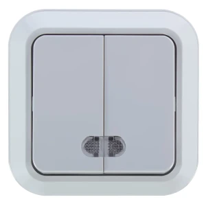 Выключатель накладной Makel SivaUstu 2 клавиши с подсветкой, цвет серый